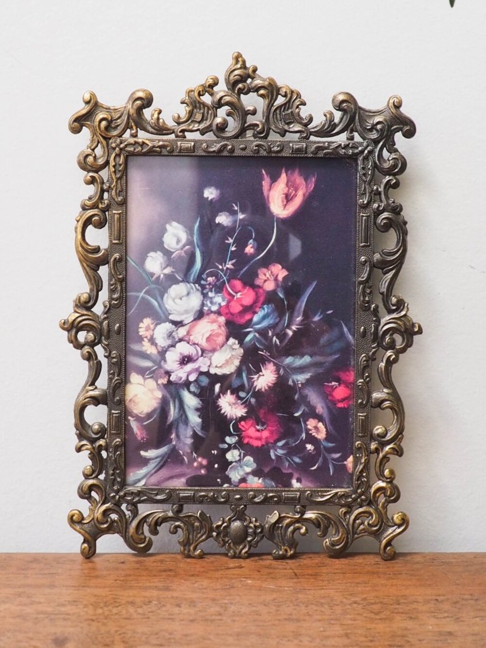 Vtg Baroque Rococo Metal Frame - 8 Inches x 5.75 Inches - Made in Italy